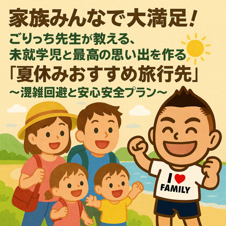 家族みんなで大満足！ごりっち先生が教える、未就学児と最高の思い出を作る「夏休みおすすめ旅行先」〜混雑回避と安心安全プラン〜