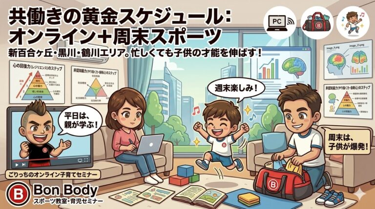 忙しい共働き世帯の味方！オンラインセミナー×週末スポーツ教室で叶える「究極の子育てスケジュール」