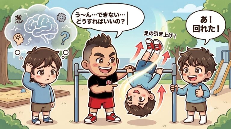 &nbsp;【逆上がりのコツ】できない原因は「頭」じゃない！一瞬で鉄棒が回れるようになる「足」の引き上げ方